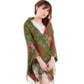 Women fashion jacquard floral 150*150 cm oversize blanket scarf pashmina shawl